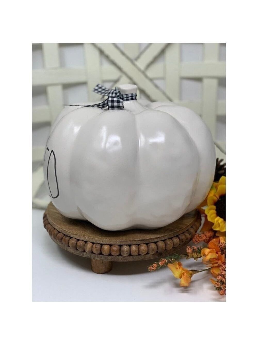 Rae Dunn Pumpkin BLESSED 8in Autumn Ceramic White Fall Holiday Decor LL Magenta - Picture 4 of 7